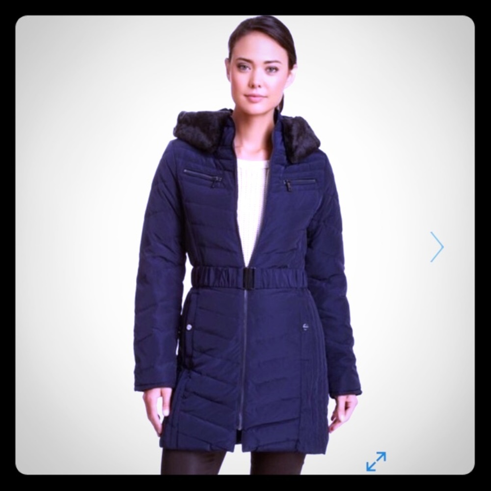 NWT Kenneth Cole Long Belted Down Coat Sz XS